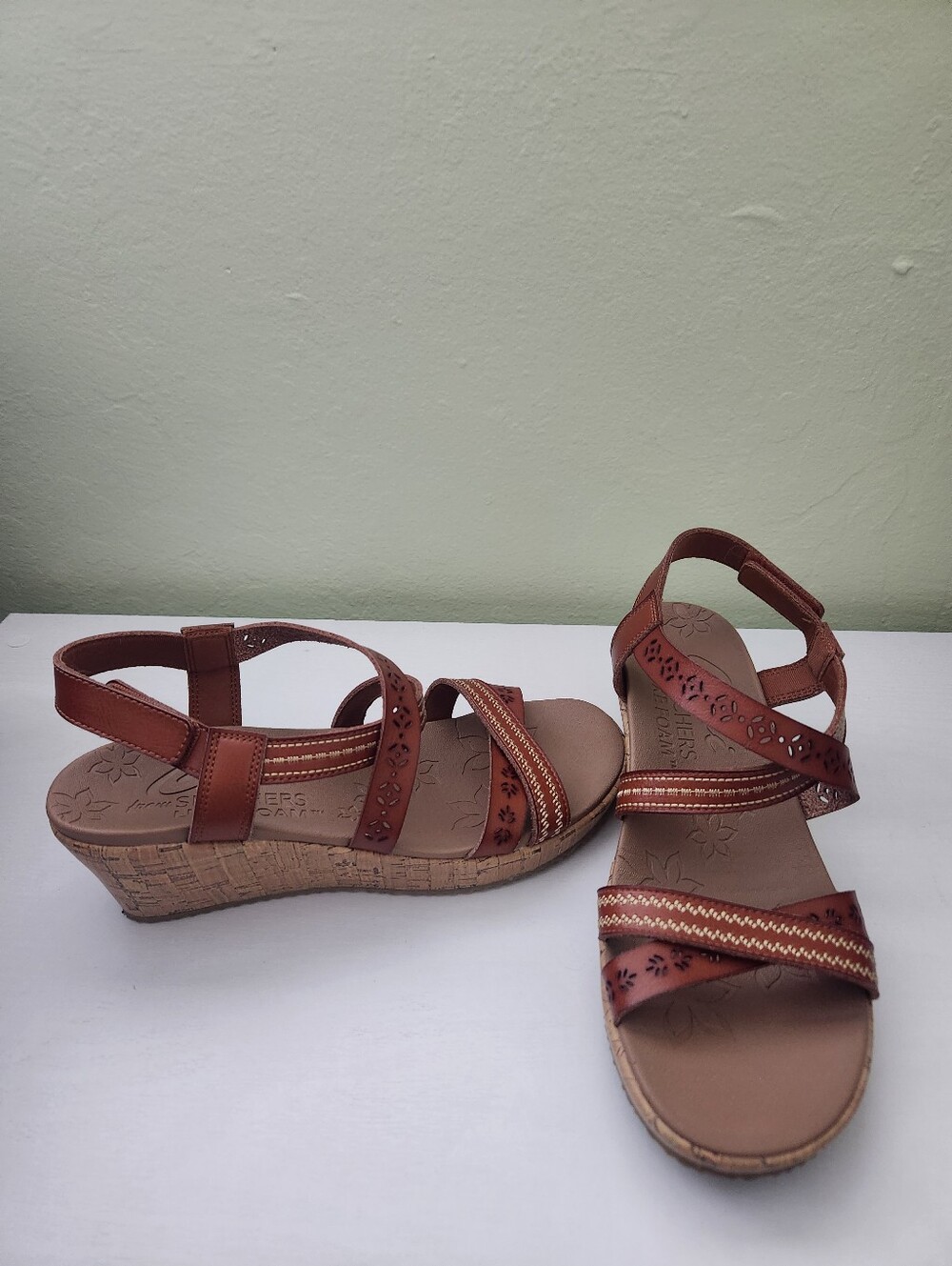 Skechers Beverlee Delicate Glow Brown Wedge Sandals Women's 10